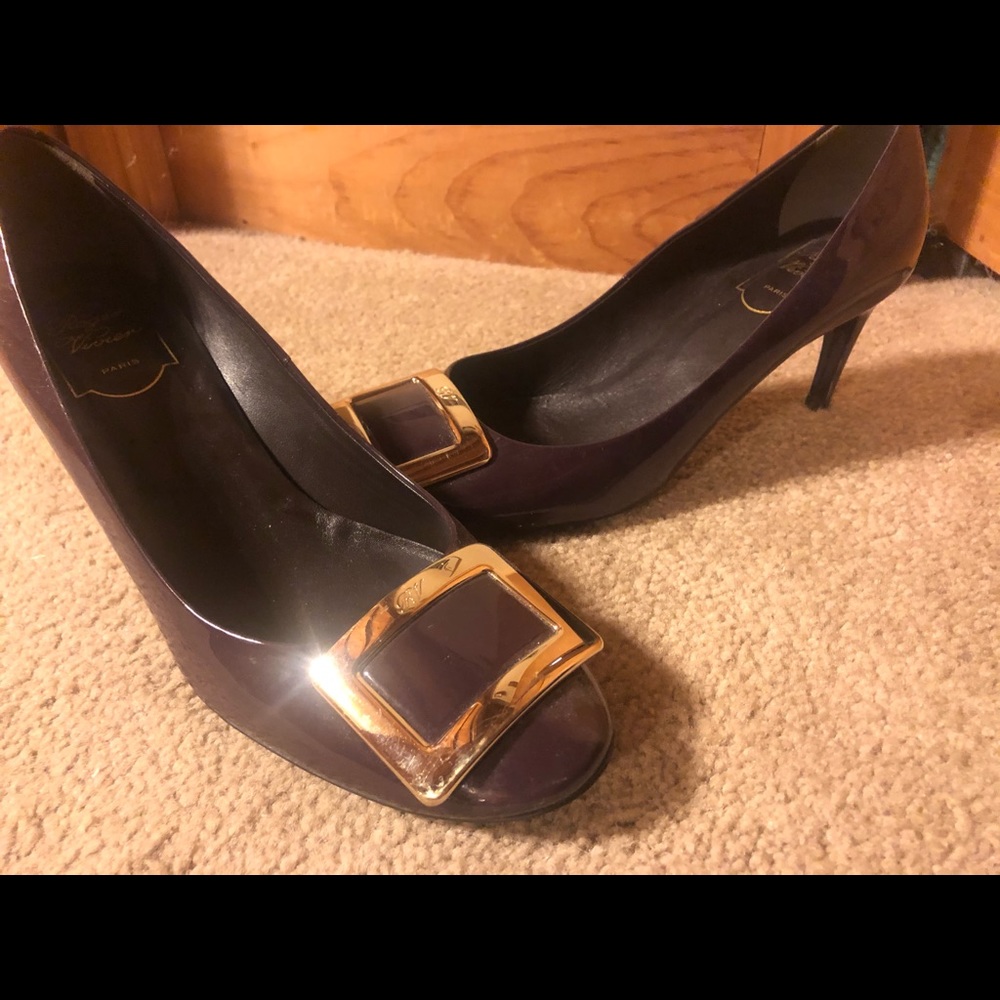 Roger Vivier eggplant patent leather pumps